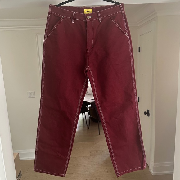 Men's GOLF WANG Red / Burgundy Cotton Twill Work Pant - Size 34 - Picture 4 of 15